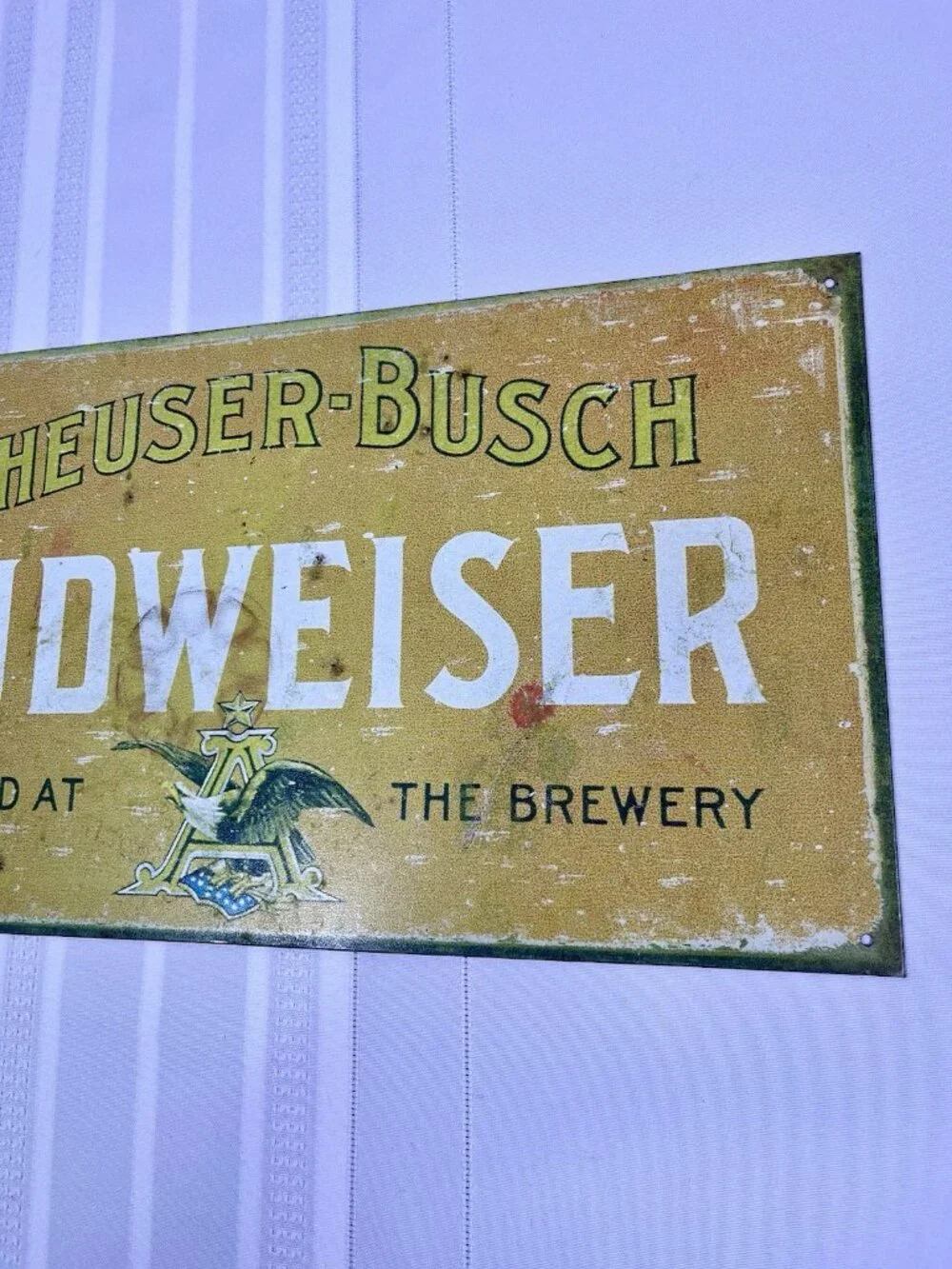 2005 Budweiser Anheuser-Busch Vintage Style Tin Beer Advertising Sign Man Cave